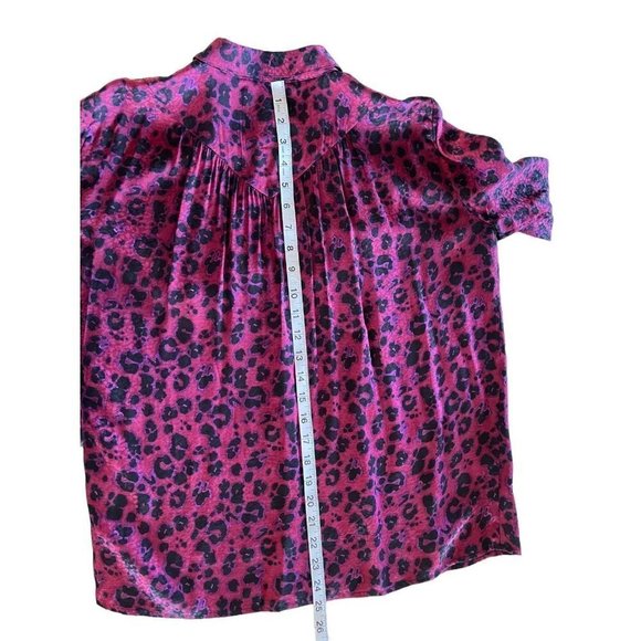 Ba&Sh Button Up Long Sleeve Collared Blouse Fuchsia Pink Blue 6 Small - Picture 4 of 8